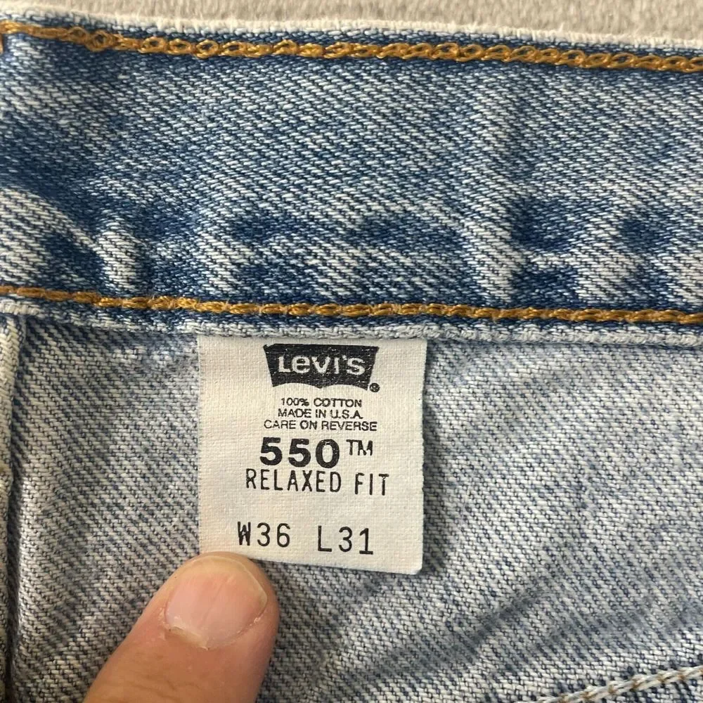 Vintage Levis 550 Jeans Men‎ 33 (Fits 34x30) Blue Relaxed Fit Tapered USA Grunge